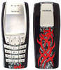 Nokia OK 6610 Tattoo black red / Trible schwarz rot (komplett Oberschale + Akkufachdeckel )