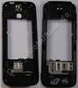 Unterschale schwarz Nokia 5630 Xpress Music original Mittelcover black, Gehäuserahmen mit Blitzlicht LED, Speicherkartenabdeckung