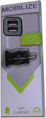 KFZ USB Adapter, Mobilize kurzer Adapter von KFZ-Ladebuchse auf zweimal USB Anschlu 3,1A
