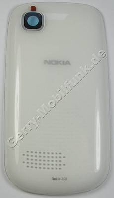 Akkufachdeckel weiss Nokia Asha 201 original C-Cover Batteriefachdeckel, Akkudeckel pearl white incl. Kamerascheibe
