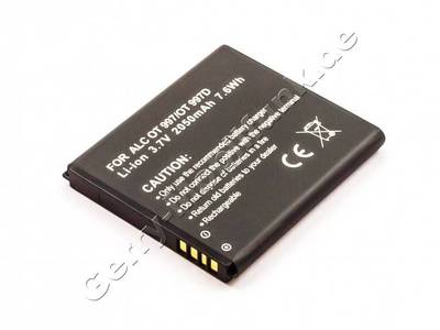 Akku Alcatel OT 997 und OT 997D Li-ion, 3,7V, 2050mAh, 7,6Wh Akku Alcatel OT 997 und OT 997D Li-ion, 3,7V, 2050mAh, 7,6Wh