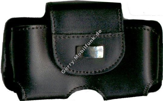 Ledertasche schwarz quer fr Motorola V3688 Klettverschlu Hardbox Premium Quertasche