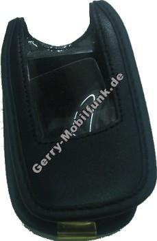 Ledertasche schwarz mit Grtelclip Samsung E710