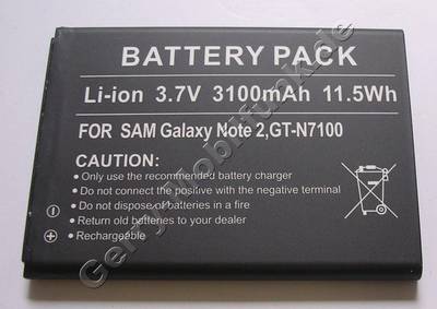 Akku Samsung Galaxy Note 2 LTE GT-N7105 Li-Ion 3100mAh 3,7Volt 11,5Wh