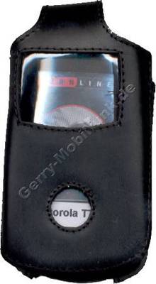 Exclusiv-Ledertasche schwarz mit Dreh-Grtelclip fr Motorola T720 aus hochwertigem extradickem Leder