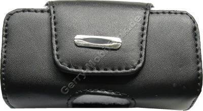 Ledertasche schwarz quer fr Samsung E715 Quertasche