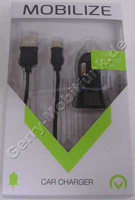 Dual USB KFZ-Ladekabel fr Huawei P10 Plus, Autoladekabel von Mobilize, Auto-Netzteil fr Zigarettenanznder mit intelligenter Ladeelektronik, Lieferung mit 1 Meter langem USB Typ-C Kabel das auch als Datenkabel verwendet werden kann. 2,4A gesamt Leistung der USB-Anschlsse