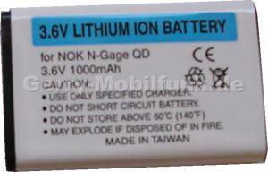 Akku Nokia HF-300 LiIon 1000mAh 6,8mm Akku vom Markenhersteller mit 12 Monaten Garantie, nicht original Nokia