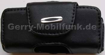 Ledertasche schwarz quer fr Nokia 6110 Navigator Quertasche aus Leder mit Grtelclip und zustzlicher Sicherungsschlaufe