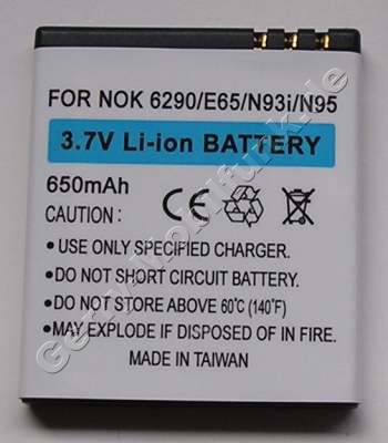 Akku Nokia E65 LiIon 650mAh 5,2mm Akku vom Markenhersteller mit 12 Monaten Garantie, nicht original Nokia (entspricht BL-5F, BL-6F)