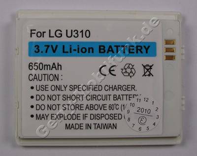 Akku LG U310 LiIon 650mAh weiss 3,7V 6mm