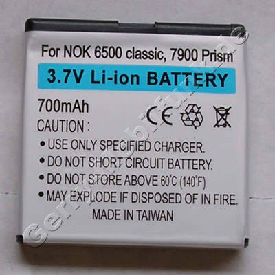 Akku Nokia 7900 Prism Li-Ion 700mAh 5,5mm Akku vom Markenhersteller mit 12 Monaten Garantie, nicht original Nokia (entspricht BL-6P)