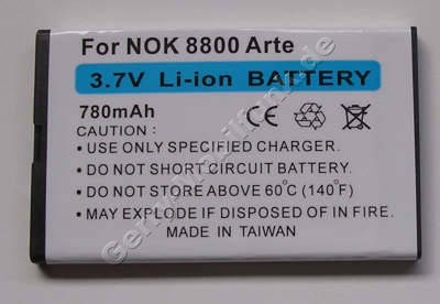 Akku Nokia 8800 Arte Li-Ion 780mAh 4,8mm Akku vom Markenhersteller mit 12 Monaten Garantie, nicht original Nokia (entspricht BL-4U)