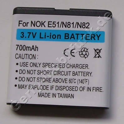 Akku Nokia N81-1 LiIon 1120mAh 4,1Wh 6,3mm ca. 27g (entspricht BP-6MT) Akku vom Markenhersteller mit 12 Monaten Garantie, nicht original Nokia