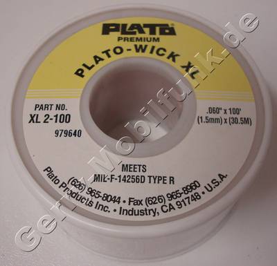Profi-Pack Lötsauglitze Plato-WICK XL XL 2-100, Breite:1,5mm  Länge: 30m  ( Entspricht der Flussmittel-Spezifikation MIL-F-14256D, Typ R ) Schnelles, einfaches Entlötverfahren durch sehr feines Kupfergeflecht