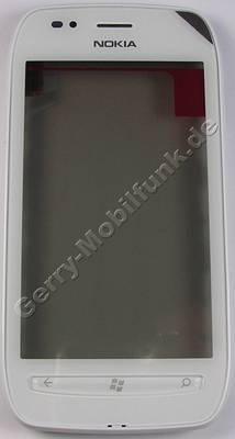 Oberschale, Touchpanel weiss Nokia Lumia 710 original Touchscreen, A-Cover mit Scheibe, Displayscheibe white