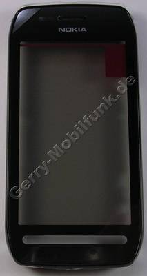 Oberschale, Touchpanel schwarz Nokia 603 original Touchscreen, A-Cover mit Scheibe, Displayscheibe black mit Ohrlautsprecher