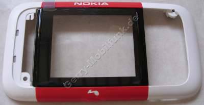 Oberschale Original Nokia 5200 rot A-Cover incl. Mikrofon und Displayscheibe
