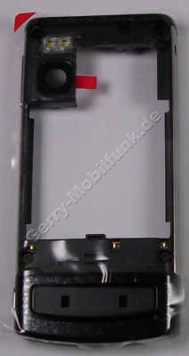 Gehuserahmen schwarz silber Original Nokia 6500 Slide D-Cover Mittelgehuse incl. Ladebuchse, Blitzlichtplatine, Akkufachverriegelung Kameraglas, Kamerascheibe, Unterschale, black silver
