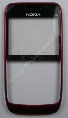 Oberschale rot Nokia E63 original Cover mit Displayscheibe ruby red
