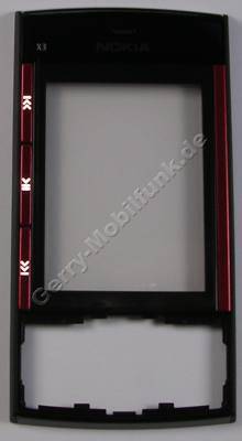 Oberschale schwarz rot Nokia X3 original A-Cover black red Cover mit Displayscheibe