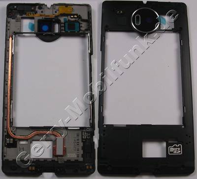 Unterschale, Gehuserahmen schwarz Microsoft Lumia 950 XL DS original C-Cover mit Kamerascheibe, Antennenkonnektoren, Antenne, CARE ENGINE COVER ASSEMBLY