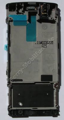 Oberschale grau Nokia X3-02 original A-Cover Rahmen, Unterteil vom Frontcover dark metal mit Lautsprecher und Headsetanschlu, PHF-Konnektor