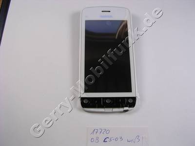 Oberschale weiss Nokia C5-03 original A-Cover mit Displayscheibe white, Touchpanel, Digitizer, aktive Scheibe