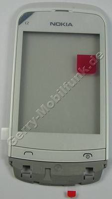 Oberschale weiss Nokia C2-06 original A-Cover white mit Displayscheibe, Touchpanel, Touchscreen, Lautsprecher, Displayglas