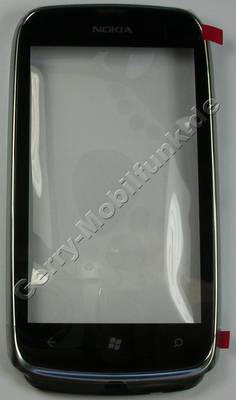 Oberschale weiss, Touchpanel Nokia Lumia 610 original A-Cover mit Displayscheibe, Digitizer, white