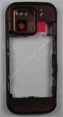 Unterschale garnet alu Nokia N97 Mini Back-Cover, Gehuserahmen mit Kamerascheibe, Kameralinse, Schiebetaste der Tastensperre, Einschalttaste