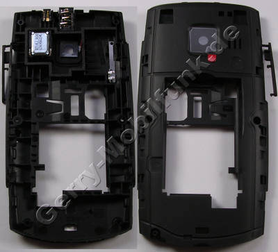 Unterschale, Gehusetrger schwarz Nokia X2-01 D-Cover incl. Freisprechlautsprecher, Ladebuches, Headset Konnektor, Headsetbuchse, Kamerascheibe, BT-Antenne, Bluetooth USB-Abdeckung , Speicherkartenabdeckung