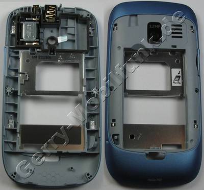 Unterschale, Gehusetrger blau Nokia Asha 302 original B-Cover midnight blue mit Simkartenhalter, Kamerascheibe, Akkufach-Verschlu