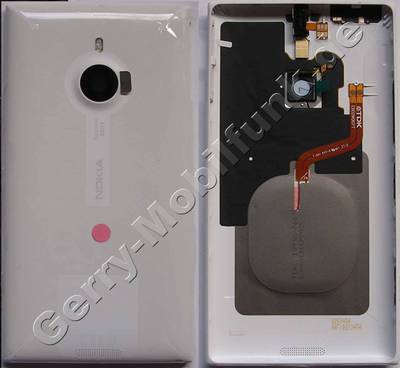 Unterschale,Akkufachdeckel wei Nokia Lumia 1520 original unibody white, Rckenschale incl. Induktionsladung, Kamerascheibe, Headset Konnektor ( Kopfhrerbuchse ), Blitzlichtmodul, Seitentasten