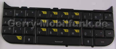 Tastenmatte gelb Nokia 6760 slide original Tastatur Telefon, QWERTZ Tastatur mit Klebefolie auf der Rckseite