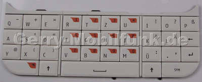 Tastenmatte wei Nokia 6760 slide original Tastatur Telefon, QWERTZ Tastatur mit Klebefolie auf der Rckseite