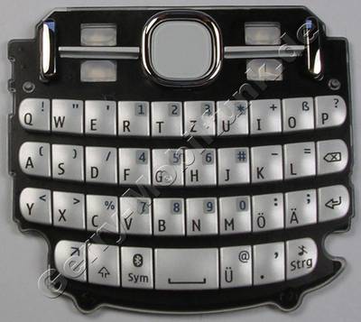 Tastenmatte wei QWERTZ Nokia Asha 200 original Tastatur pearl white deutsche Tastaturbelegung