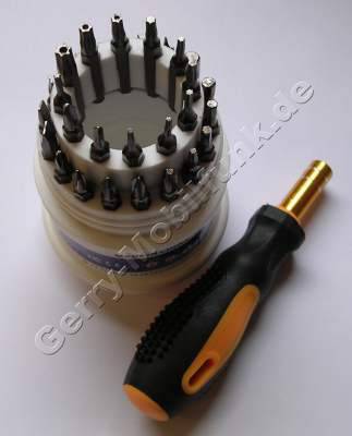 Handywerkzeug Satz, Repairkit bestehend aus Handgrif zur Bitaufnahme 4mm und 30 Bits ( Torx -TX4, -TX5, -TX6, -TX7, -TX8, -TX9, Torx mit Stift -TX10, -TX15, -TX20, Schlitzschrauben  1mm, 1,5mm, 2mm, 2,5mm, 3mm, 4mm, Phillips Kreuzschlitz PH000, PH00 , PH0, PH1, PH2, Auensechskannt 1,5mm, 2mm, 2,5mm, 3mm, 4mm, Spannerschraubener Gr0, Dreikant 3mm, Fnfstern 3mm, Tri-Wing 2 und Tri-Wing 3) Repair Set