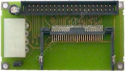 IDE-Adapter fr CompactFlash -Speicherkarten. Ermglicht die Verwendung einer CompactFlash Karte als IDE-Festplatte in Computern. Stromanschlu gro (Platinenmae 75mm x 45mm)