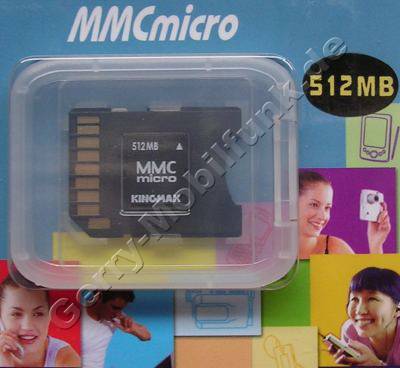 Speicherkarte MMC micro 512 MB, MultiMedia Card micro 512MB mit Adapter fr normale MMC-Karten