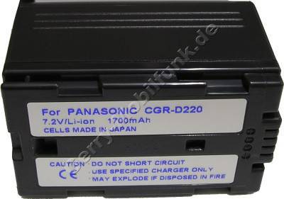 Akku PANASONIC NV-EX1 Daten: 2200mAh 7,2V LiIon 37mm dunkelgrau (Zubehrakku vom Markenhersteller)