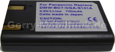 Akku PANASONIC DMW-BC7 CGR-S101A (Lumix DMC-F7) Daten: 700mAh 3,6V LiIon 8,5mm (Zubehrakku vom Markenhersteller )