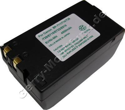 Akku CANON BP-711 BP-714 BP-726 BP-729 BP-E718 BP-E722 BP-E818 Daten: NiMH 6V 4000 mAh, schwarz 38mm (Zubehrakku vom Markenhersteller)