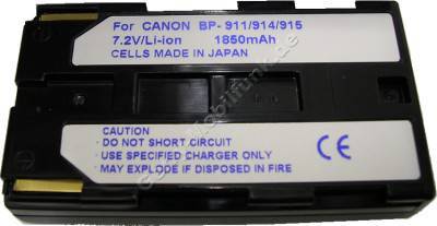 Akku CANON CL743 BP-915 Daten: Li-Ion 7,2V  1850 mAh, schwarz 20,5mm (Zubehrakku vom Markenhersteller)