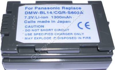 Akku PANASONIC DMW-BL14, CGR-S602A, DMC-LC5, DMC-LC40 Daten: LiIon 7,2V 1300mAh 22,7mm (Zubehrakku vom Markenhersteller)