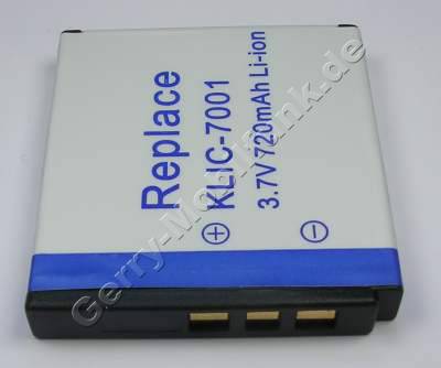 Akku Kodak EasyShare M1073 IS, Klic-7001 Daten: 720mAh 3,7V LiIon 5,5mm (Zubehrakku vom Markenhersteller)