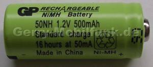 Akku Zelle GP 50NH Ni-MH 1,2V 500mAh 29mm d=11mm