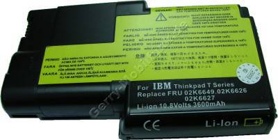 Notebook Akku fr IBM ThinkPad T22, Li-ion, 10,8 Volt, 4400mAh, schwarz (141,5 x 84,8 x 22,0mm ca.296g) Akku vom Markenhersteller (Ersetzt: 02K6620 02K6626 02K6627 02K6644 02K6645 02K6646 02K6649)