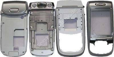 Komplettes Gehuse silber Samsung D500 orignaler Gehuseumbausatz bestehen aus: Oberschale,Unterschale, Slider) Cover