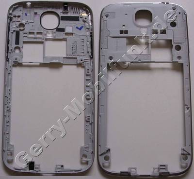 Gehuserahmen weiss Samsung i9500 Galaxy S4 Backcover, Unterschale white incl. Seitentasten, Mikrofongummi, 